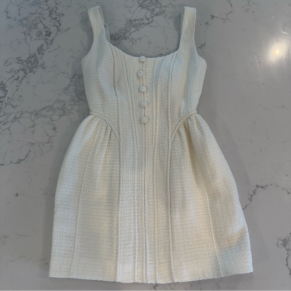 Self-Portrait Cream Boucle Mini Dress